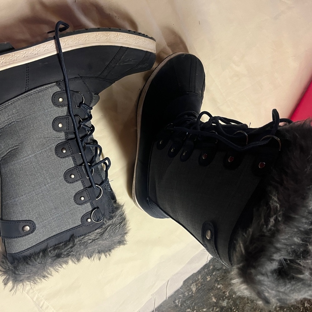 Flat boot Solene Navy. Snow boot.